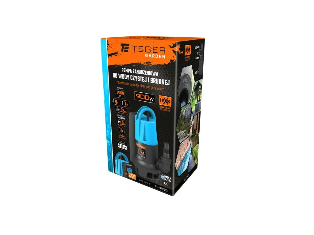 Teger Pompa Zanurzeniowa 900W do Wody Czystej i Brudnej z Włącznikiem Pływakowym | zdjęcie 3 z 3 | T-O-PDW013 | Motofarma.pl