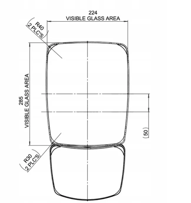 Lusterko panoramiczne elektrycznie podgrzewane 435X223 - Plastex | zdjęcie 3 z 4 | 7045 | Motofarma.pl