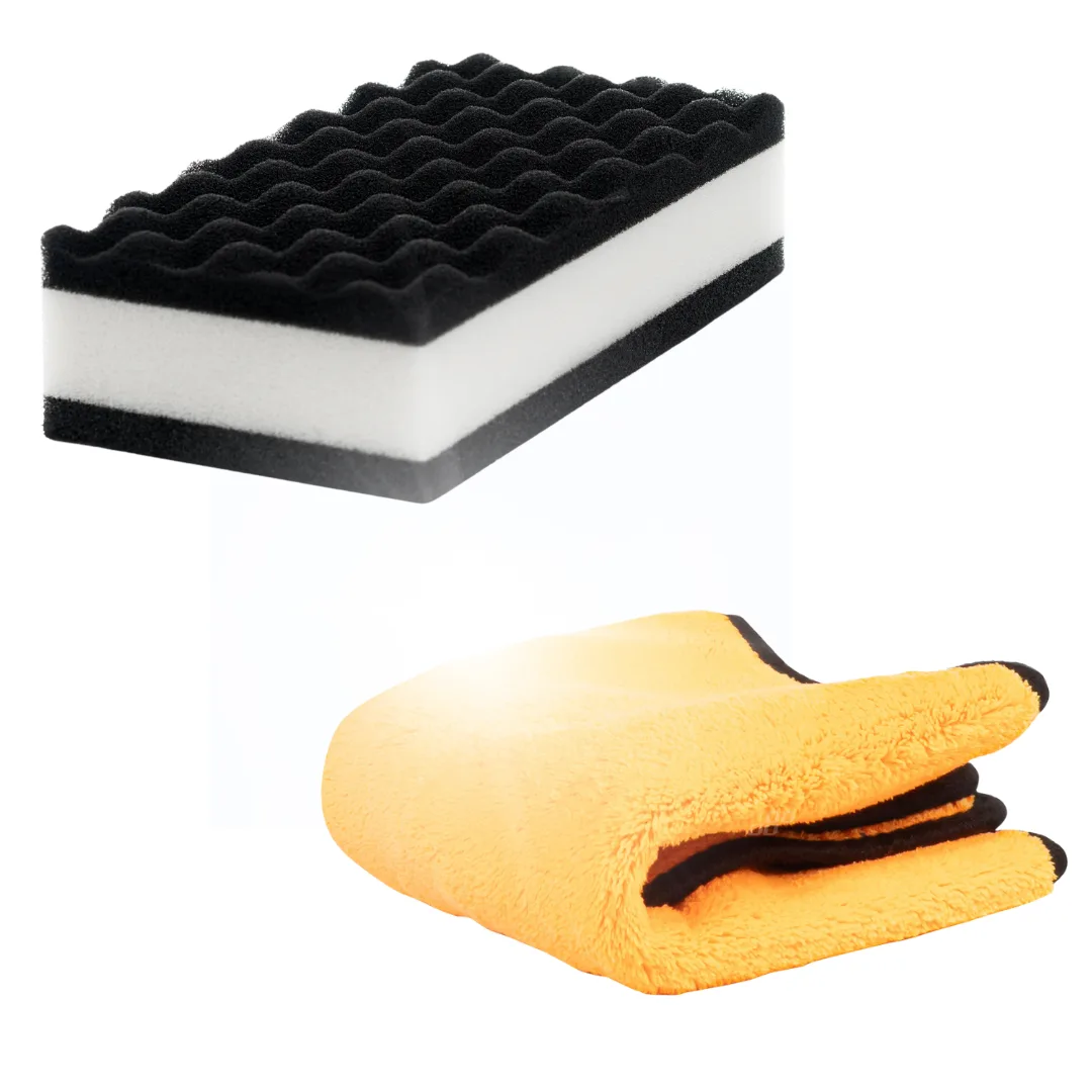 Gąbka do mycia SOFT99 QJUTSU Ultrasoft Sponge + mikrofibra do osuszania lakieru 30x40cm 600g/m2 zestaw