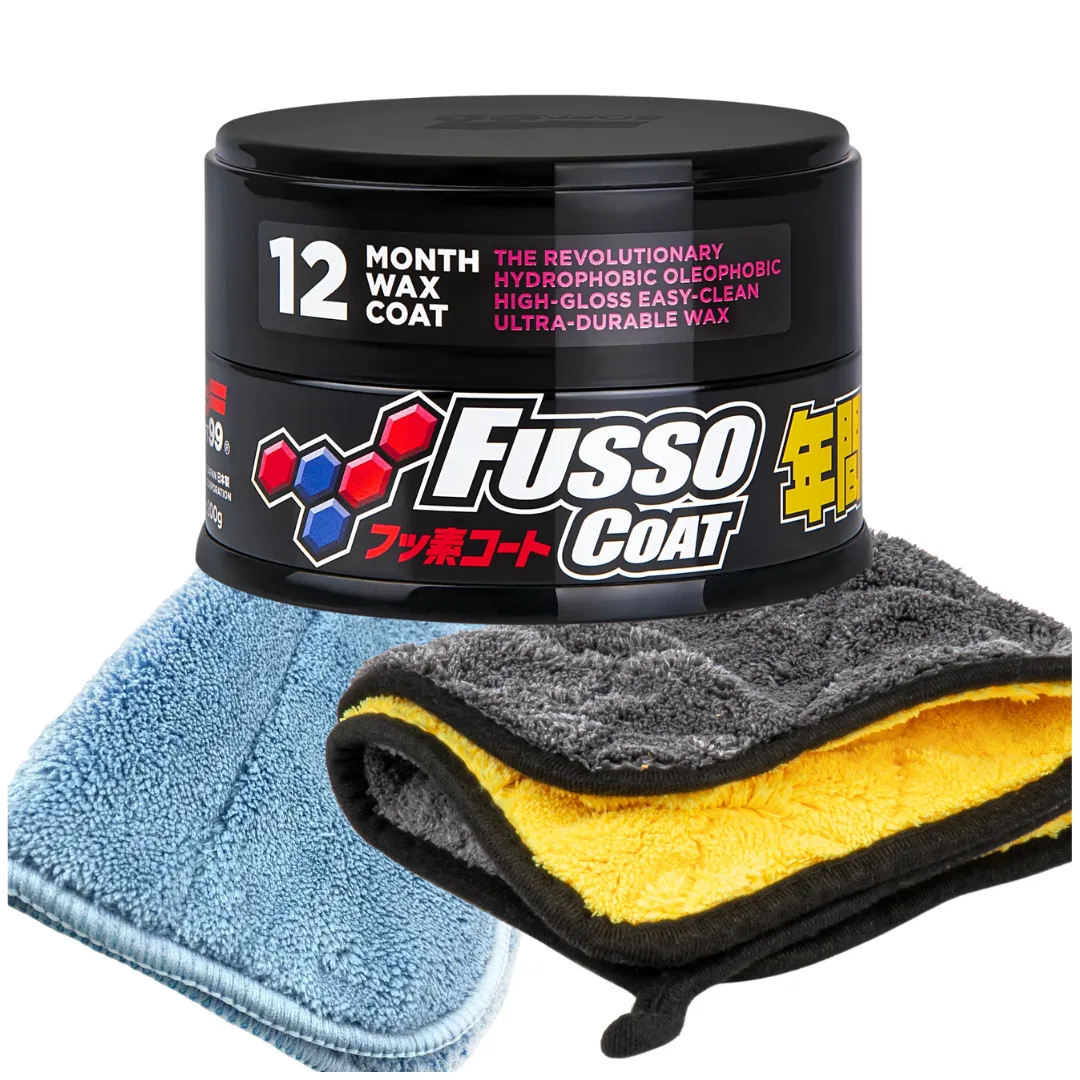 Wosk SOFT99 New Fusso Coat 12 Months Wax DARK 200g  2x mikrofibra 800g zestaw