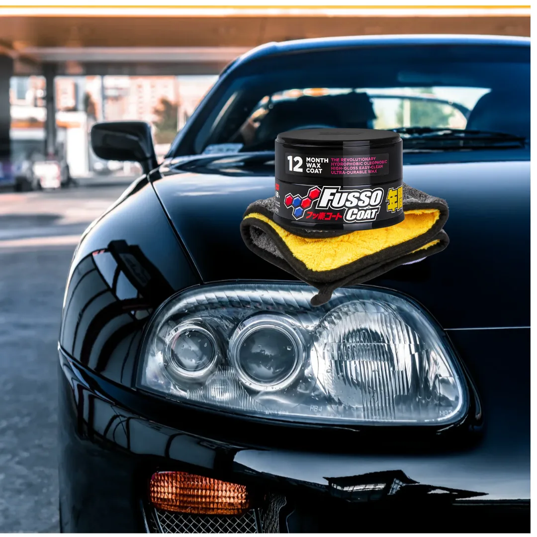 Wosk SOFT99 New Fusso Coat 12 Months Wax DARK 200g  2x mikrofibra 800g zestaw