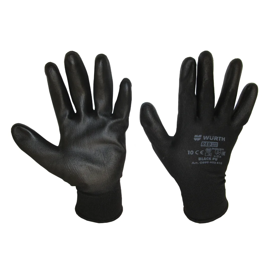 WURTH RĘKAWICE OCHRONNE RED LINE CZARNE ROZMIAR XL/10 12 PAR
