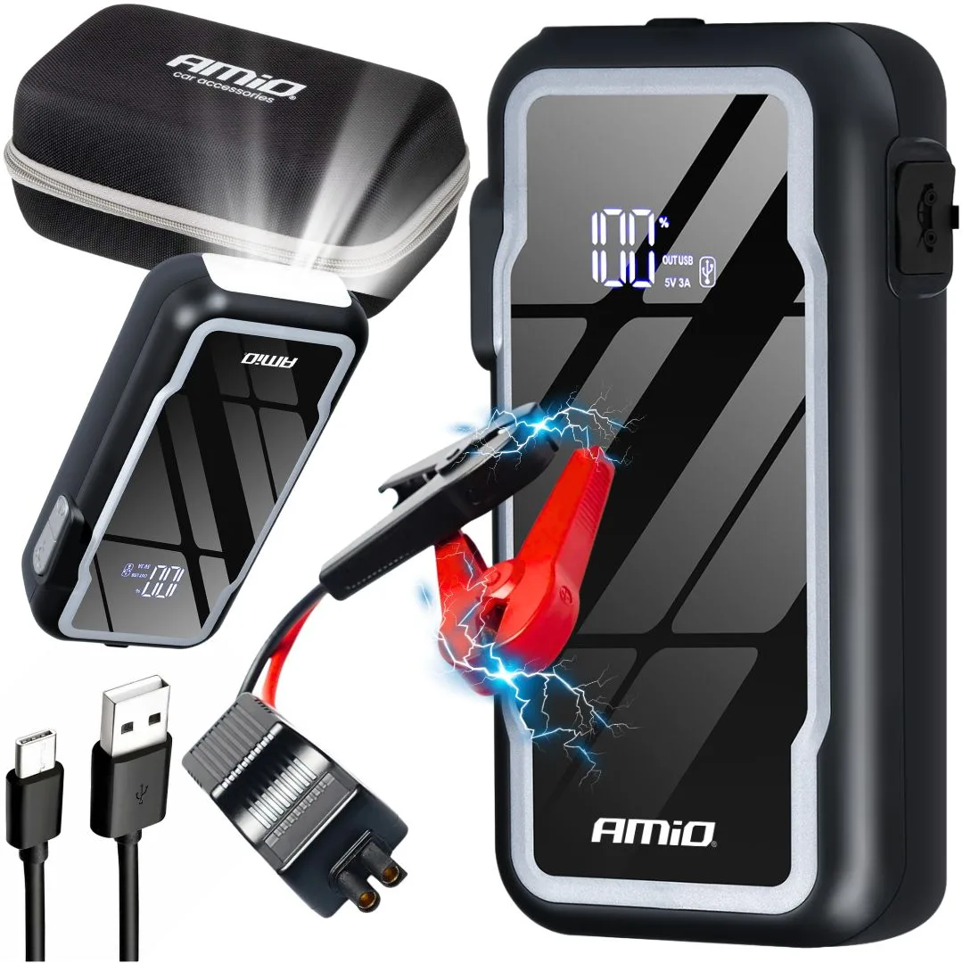 Urządzenie rozruchowe 3w1 booster powerbank latarka LED 12V 12Ah - Amio | zdjęcie 9 z 9 | A04678 | Motofarma.pl