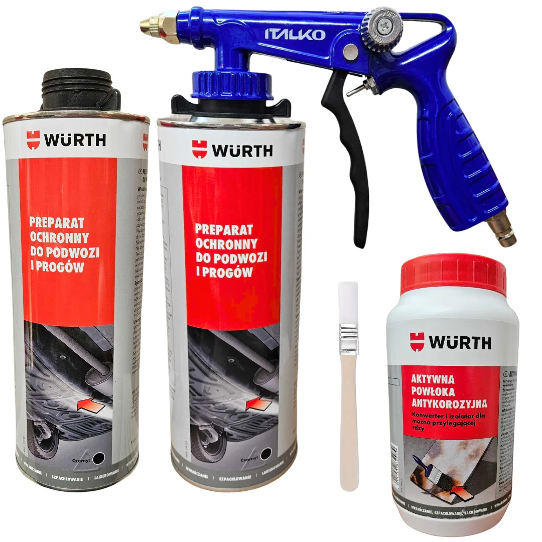 Konserwacja Podwozia - Kompletny zestaw WURTH + Pistolet + PĘDZELEK