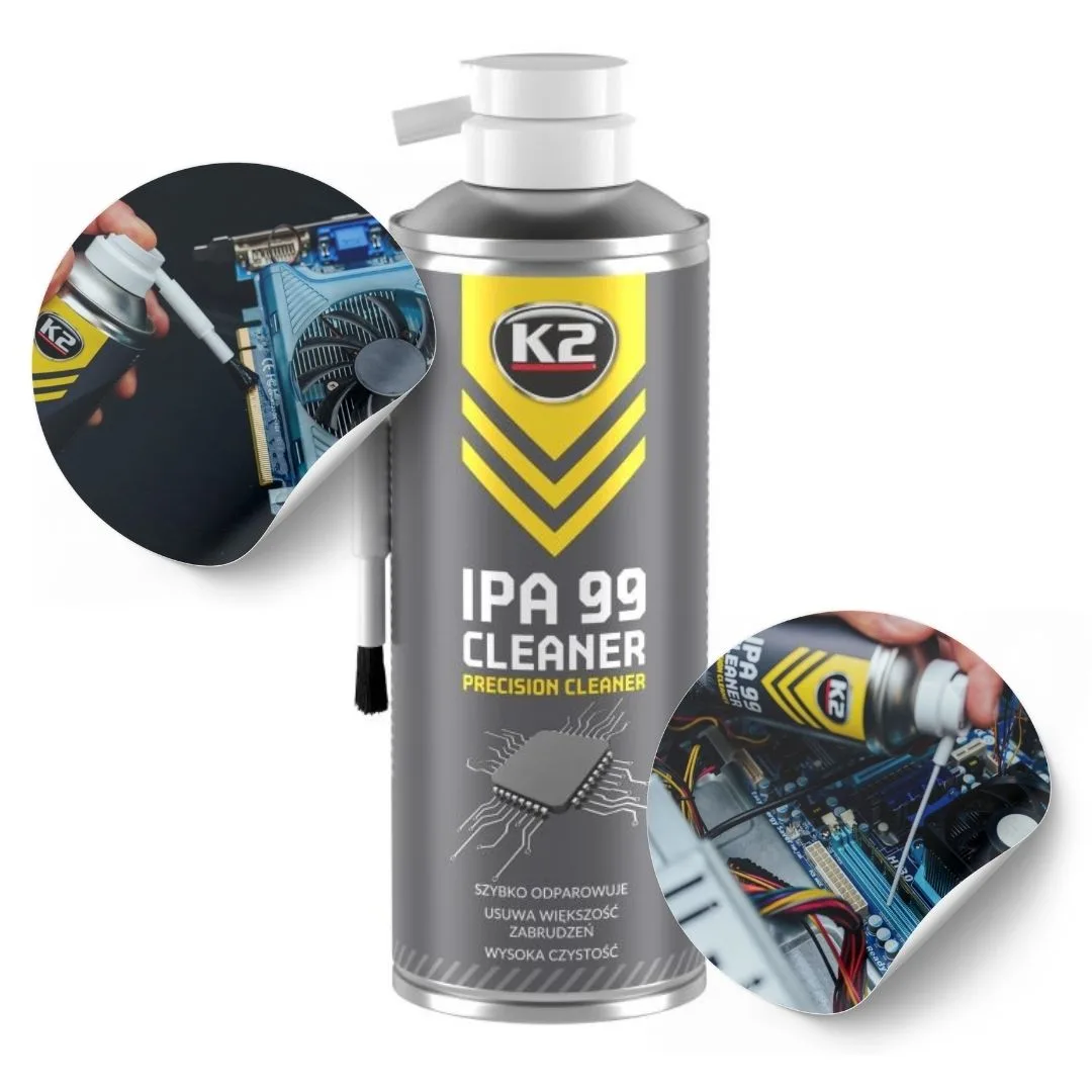 ALKOHOL IZOPROPYLOWY K2 IPA 99% CLEANER SPRAY + PĘDZELEK 400ML | zdjęcie 7 z 7 | B504 | Motofarma.pl