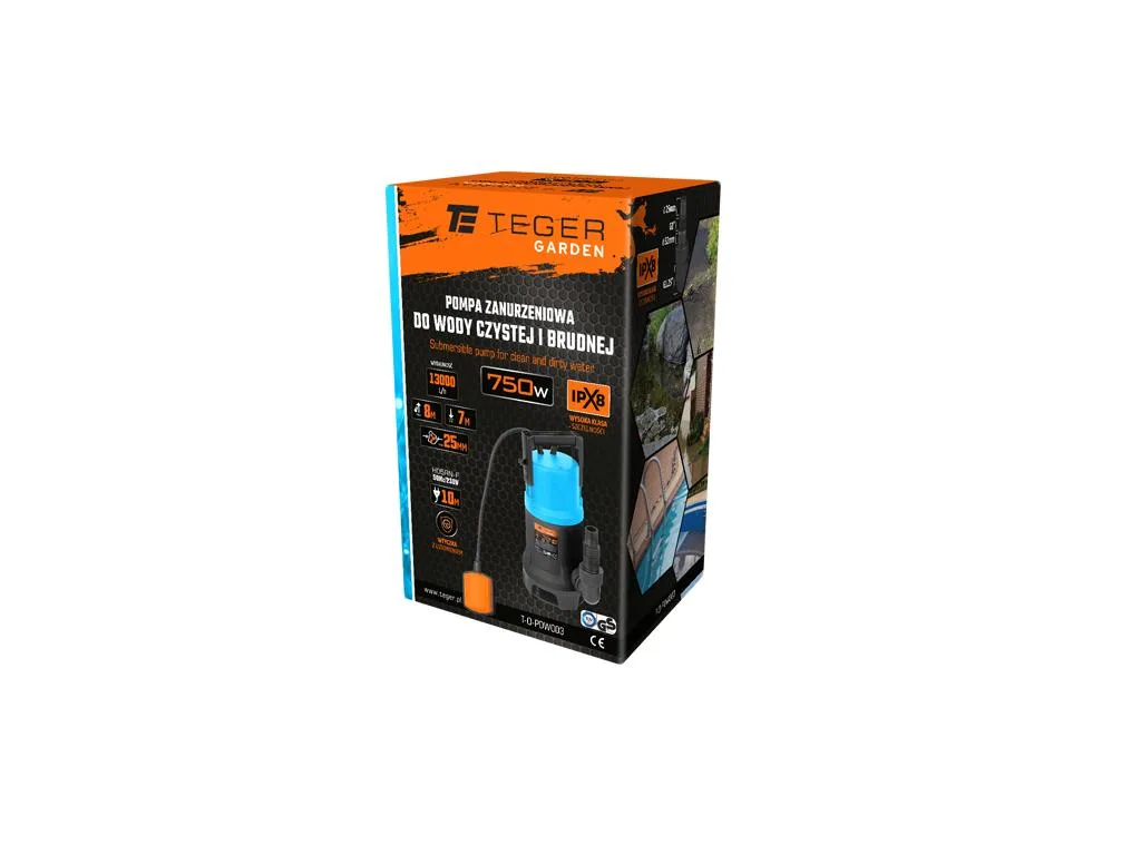 Teger Pompa Zanurzeniowa 750 W do Wody Czystej i Brudnej z Wyłącznikiem Pływakowym | zdjęcie 3 z 3 | T-O-PDW003 | Motofarma.pl